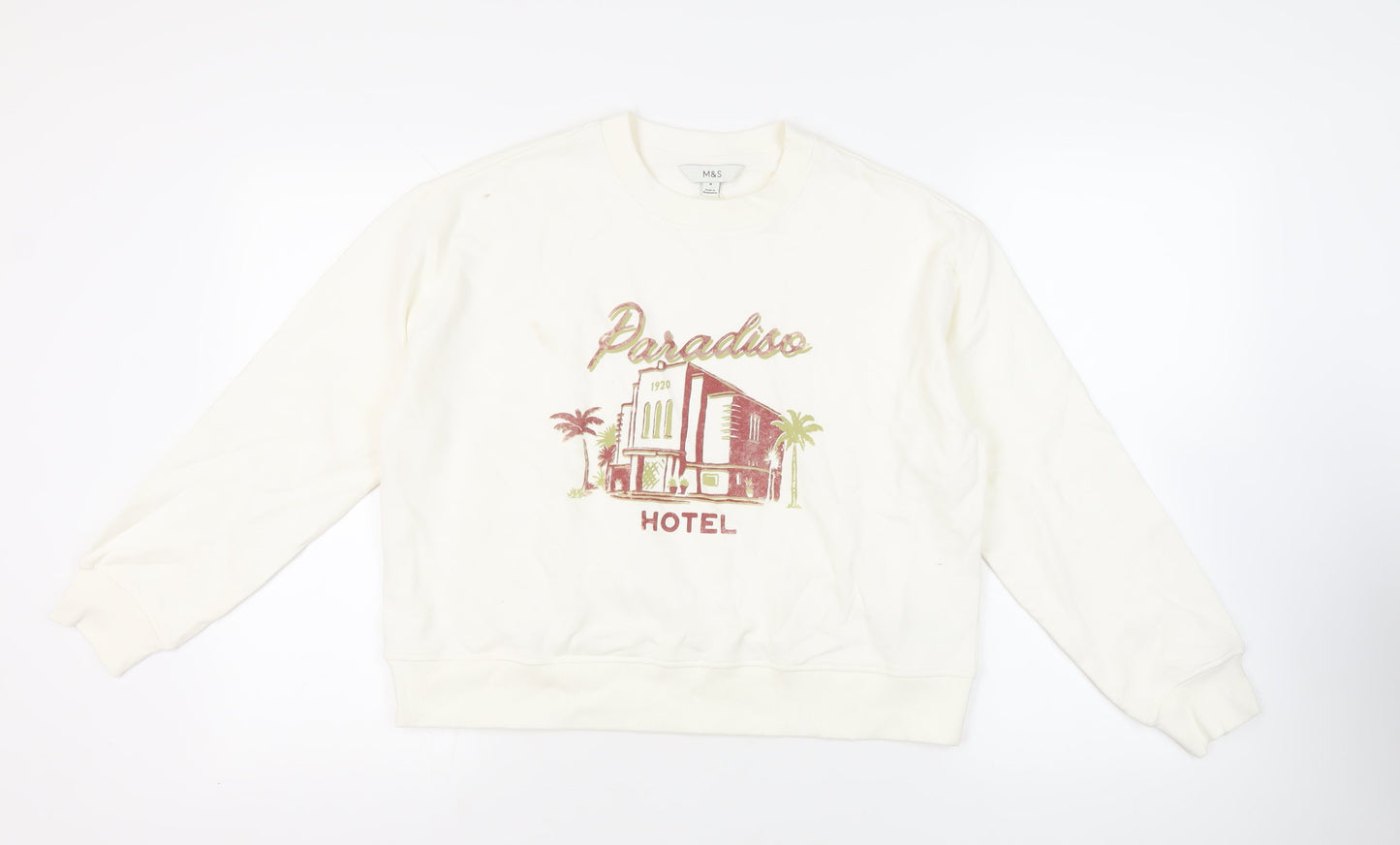 Womens UK Size M Marks and Spencer White Pullover Sweatshirt
