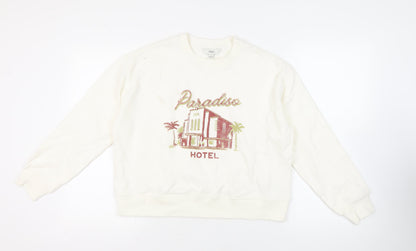 Womens UK Size M Marks and Spencer White Pullover Sweatshirt