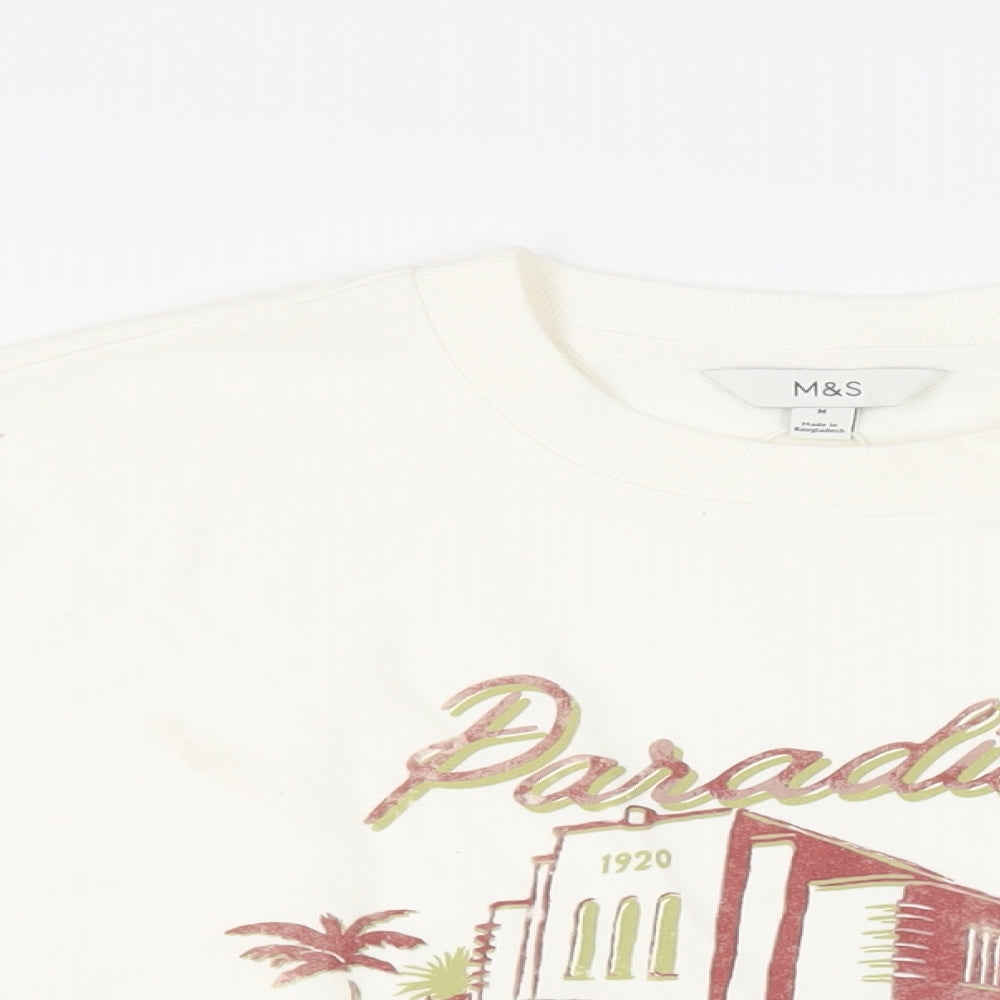 Womens UK Size M Marks and Spencer White Pullover Sweatshirt