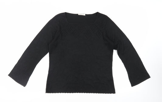 BHS Womens Black Square Neck Acrylic Pullover Jumper Size 14