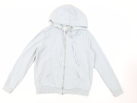 H&M Womens Blue Cotton Full Zip Hoodie Size S Zip - Pockets
