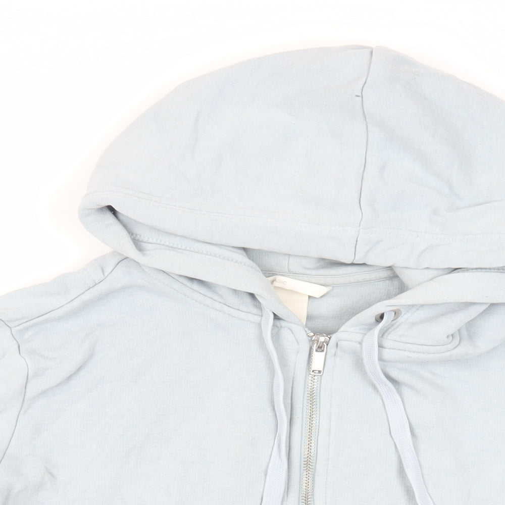 H&M Womens Blue Cotton Full Zip Hoodie Size S Zip - Pockets