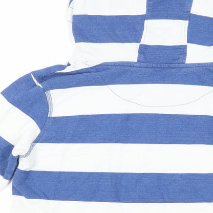 John Lewis Boys Blue Striped Cotton Pullover Hoodie Size 11 Years Pullover - Pockets