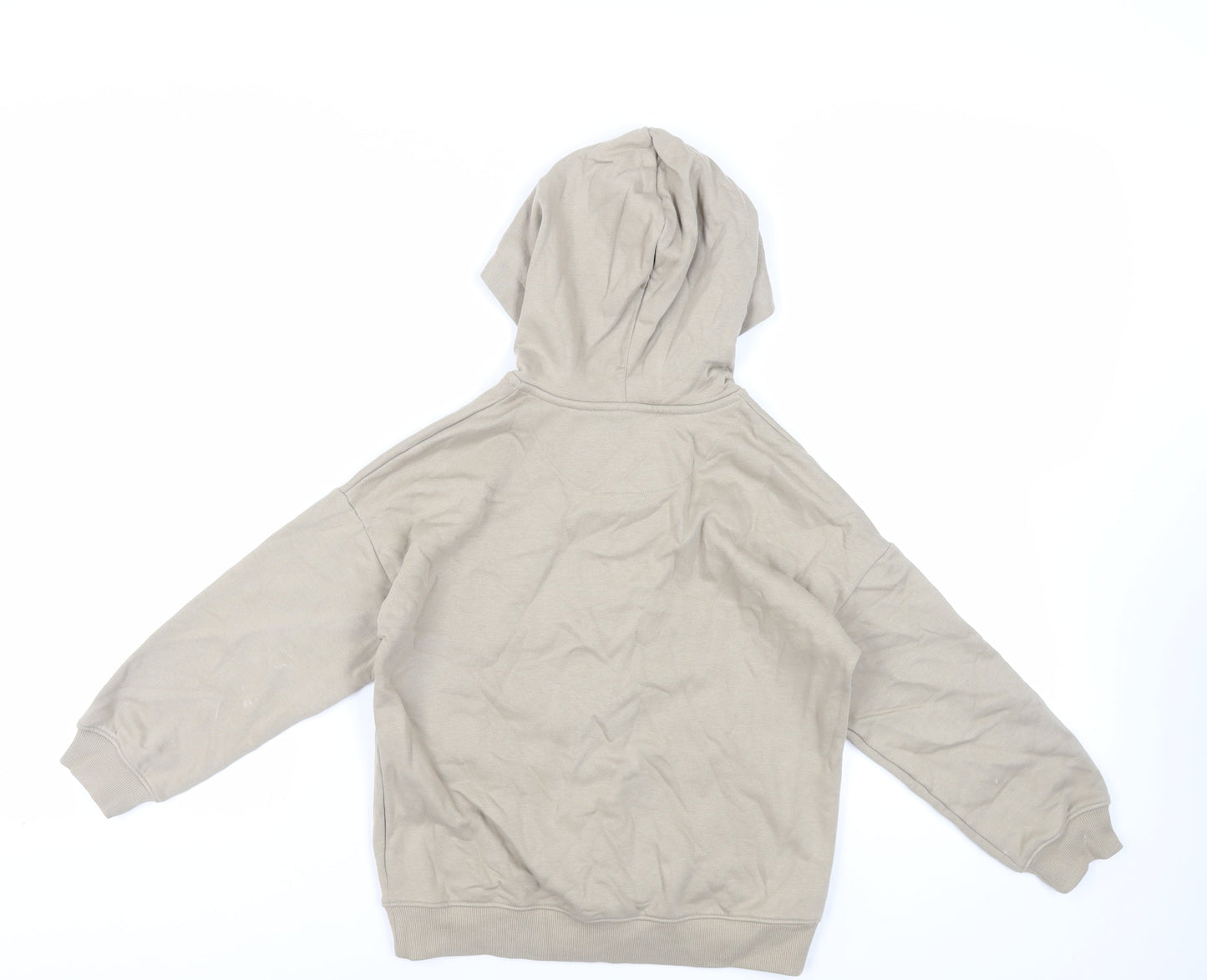Marks and Spencer Girls Beige Cotton Full Zip Hoodie Size 8-9 Years Zip - Pockets