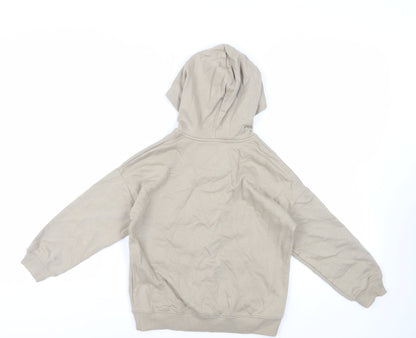 Marks and Spencer Girls Beige Cotton Full Zip Hoodie Size 8-9 Years Zip - Pockets