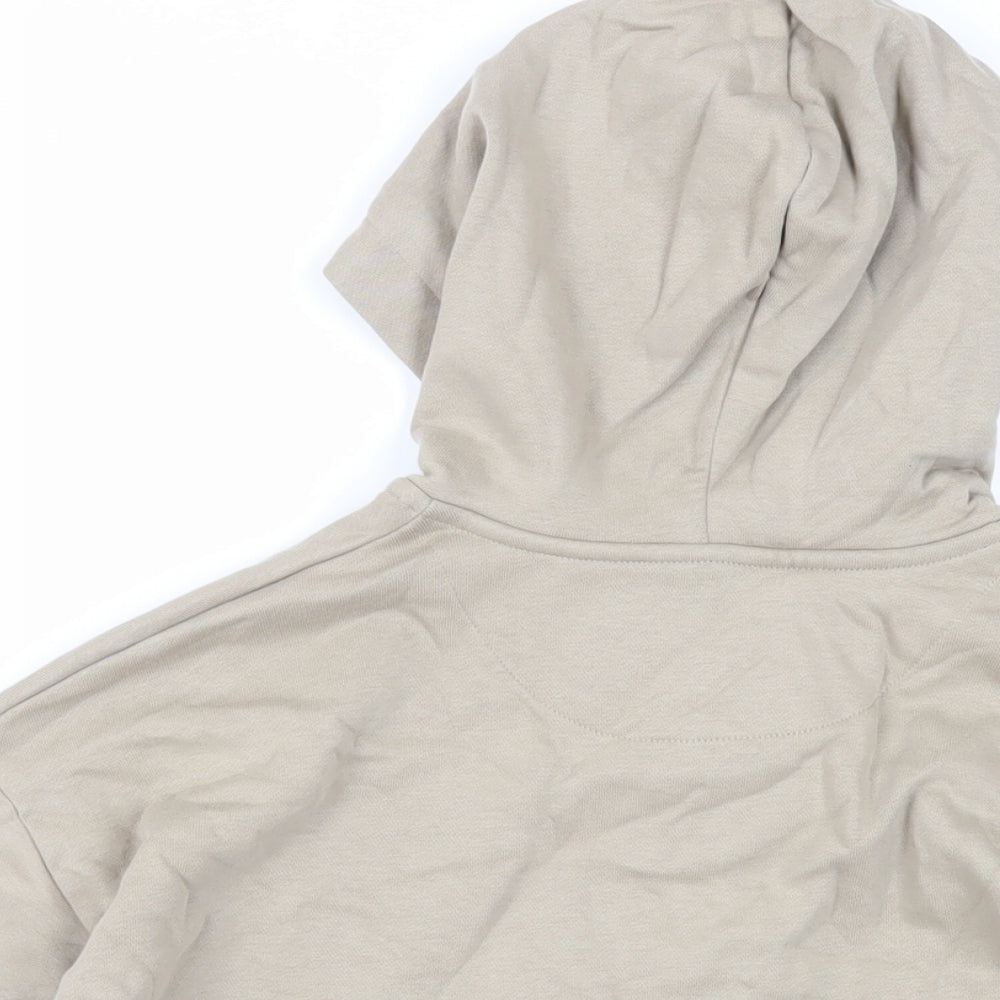 Marks and Spencer Girls Beige Cotton Full Zip Hoodie Size 8-9 Years Zip - Pockets