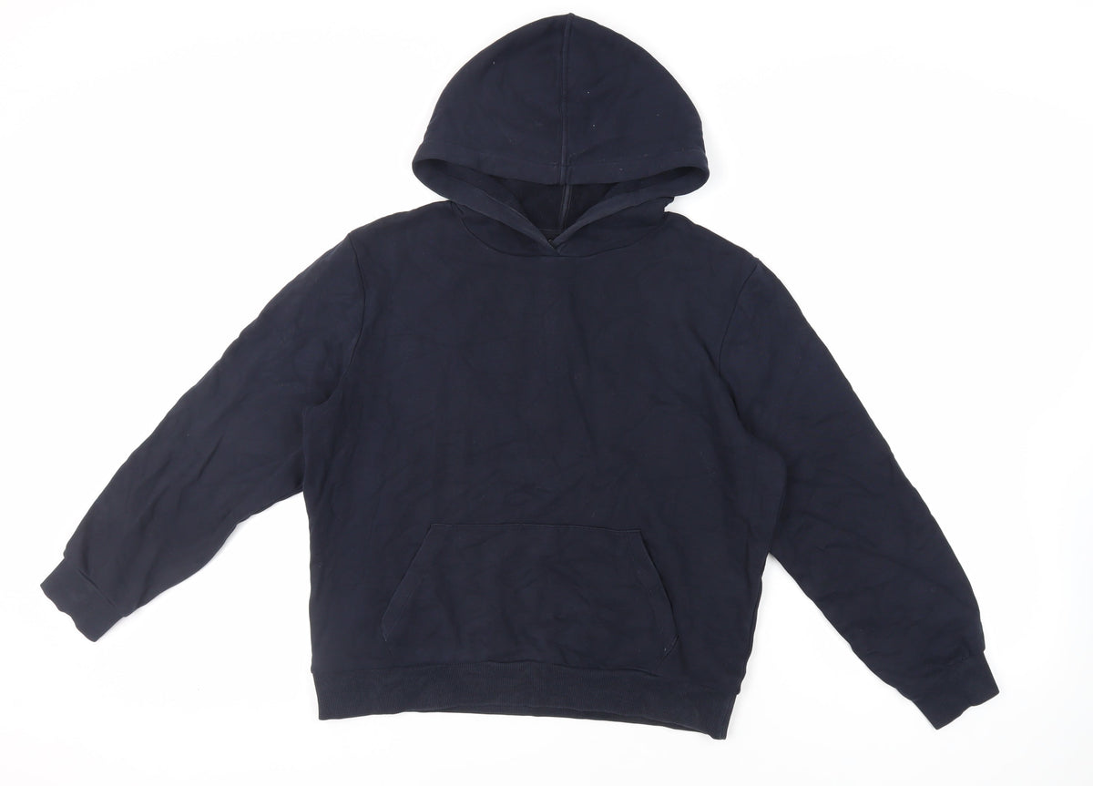 Marks & Spencer Womens Blue Cotton Pullover Hoodie Size S Pullover - Pockets