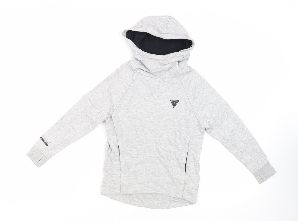 Next Boys Grey Cotton Pullover Hoodie Size 8 Years - Pockets