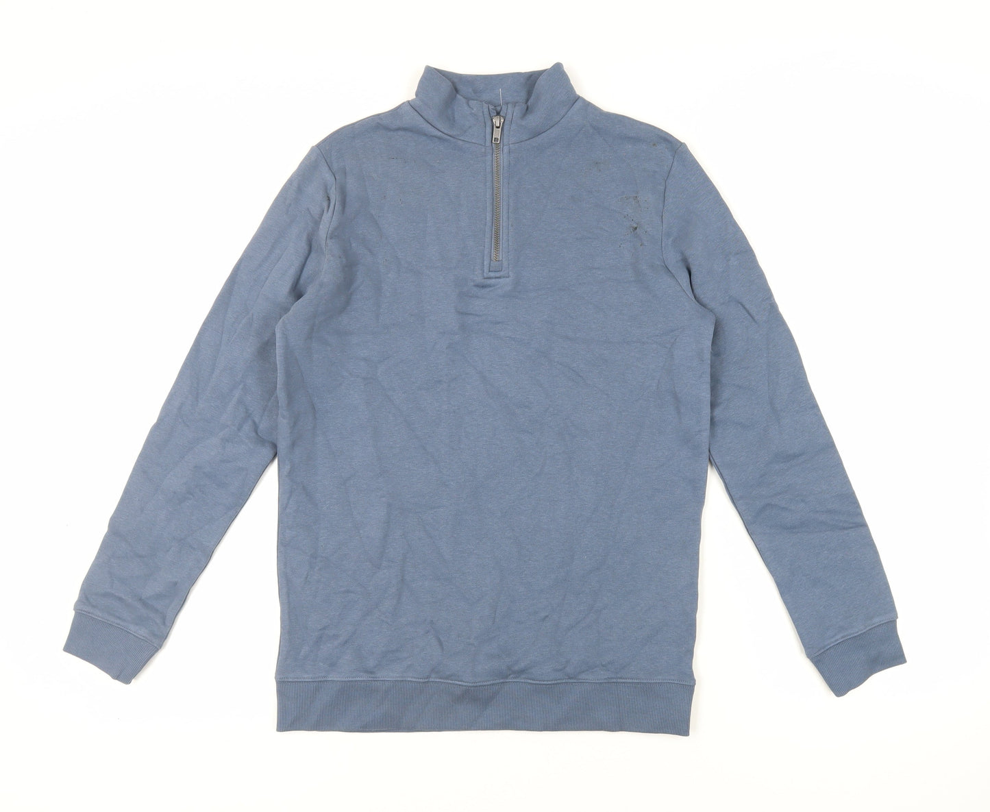 Marks and Spencer Boys Blue Cotton Pullover Sweatshirt Size 13-14 Years Zip