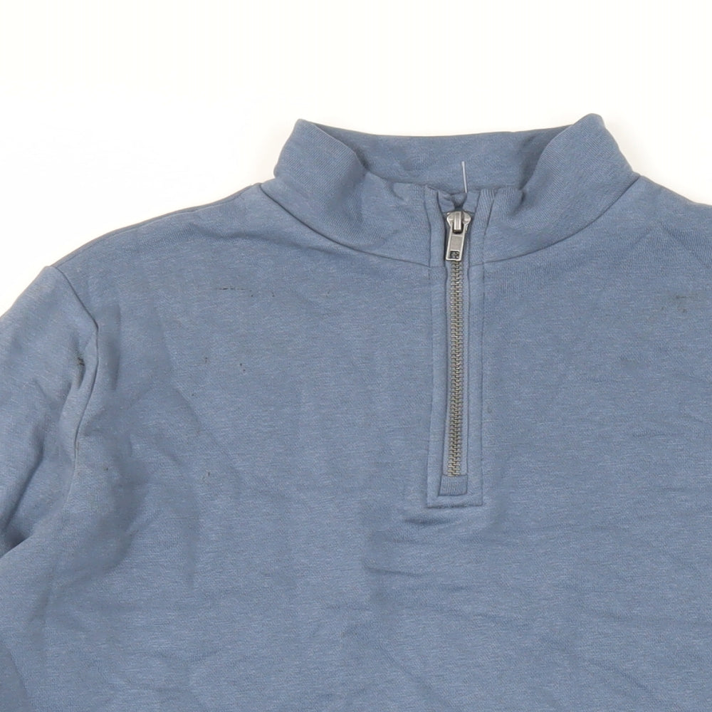 Marks and Spencer Boys Blue Cotton Pullover Sweatshirt Size 13-14 Years Zip