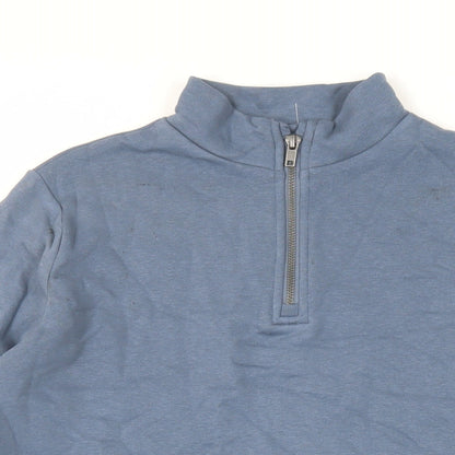 Marks and Spencer Boys Blue Cotton Pullover Sweatshirt Size 13-14 Years Zip