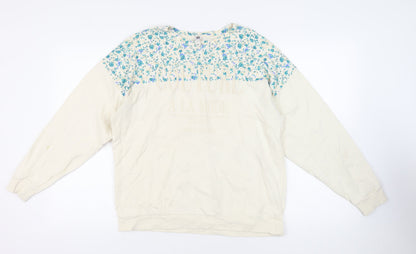 River Island Womens Ivory Floral Cotton Pullover Sweatshirt Size M Pullover