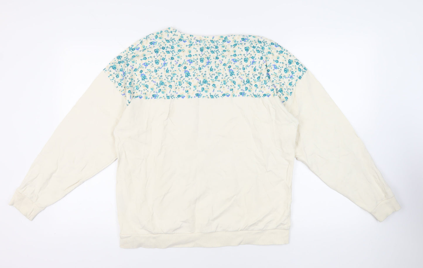 River Island Womens Ivory Floral Cotton Pullover Sweatshirt Size M Pullover