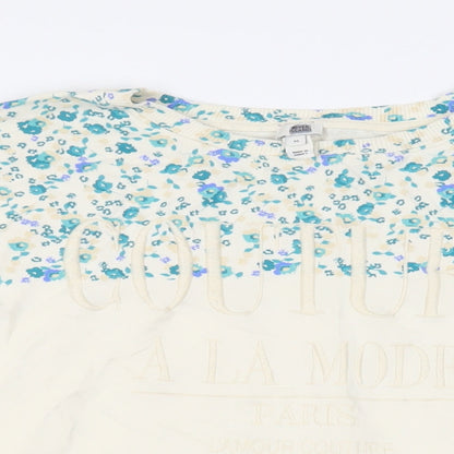 River Island Womens Ivory Floral Cotton Pullover Sweatshirt Size M Pullover