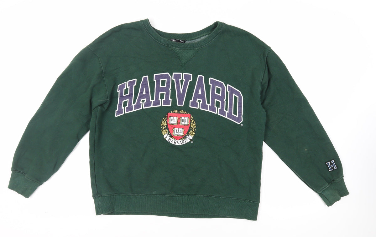 Zara Womens Green Cotton Pullover Sweatshirt Size M Pullover - Harvard