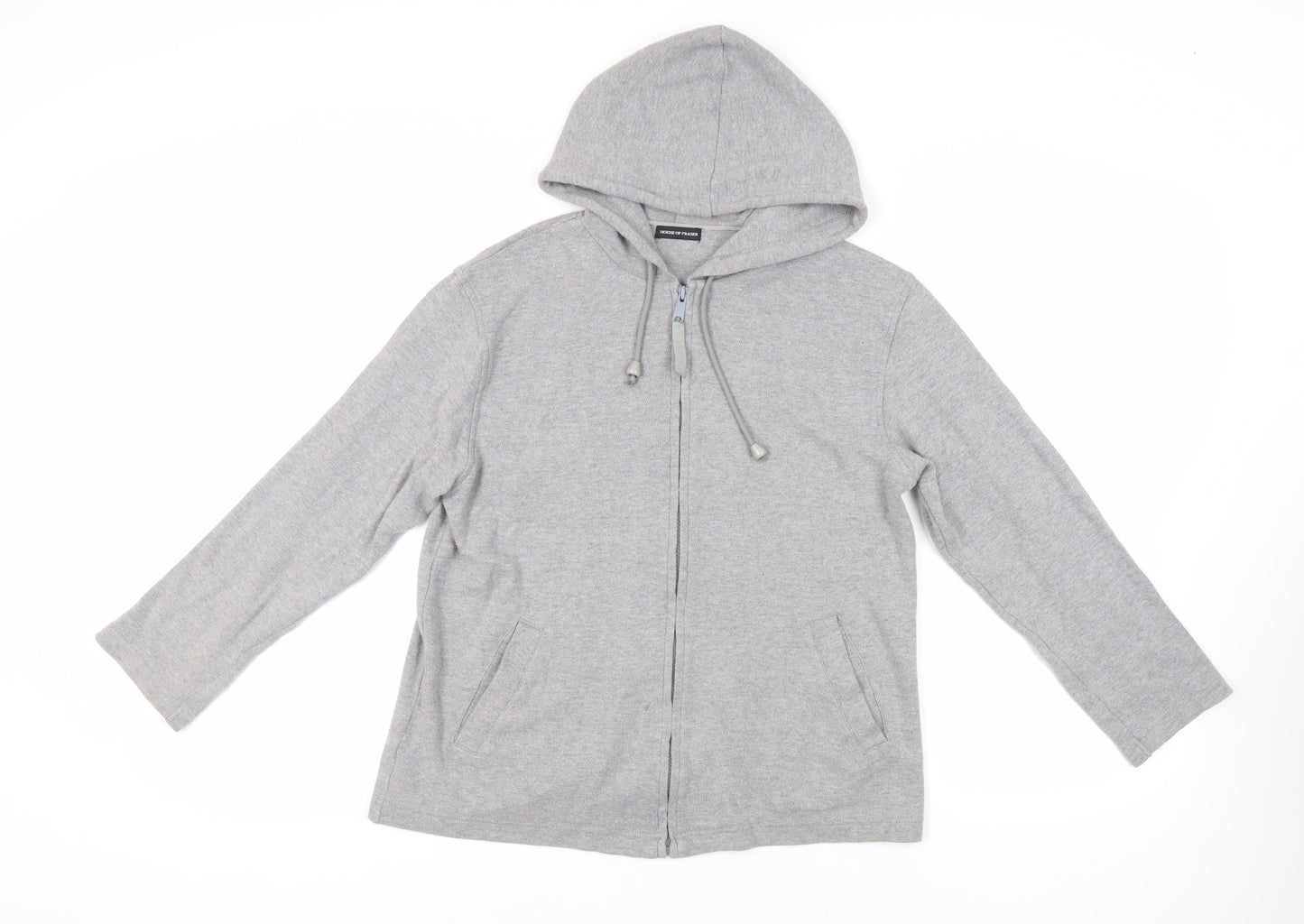 House of Fraser Womens Grey Cotton Full Zip Hoodie Size M Zip