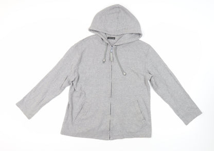 House of Fraser Womens Grey Cotton Full Zip Hoodie Size M Zip