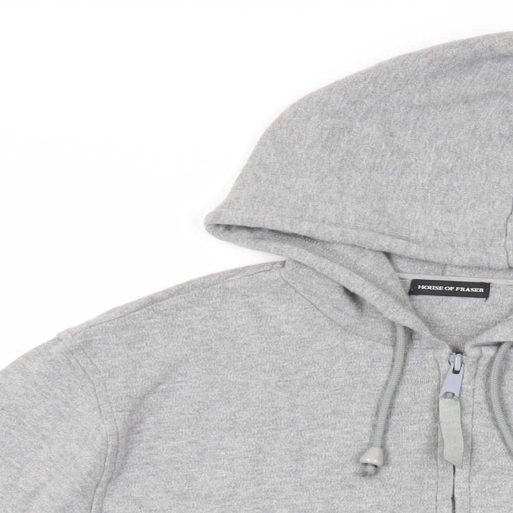 House of Fraser Womens Grey Cotton Full Zip Hoodie Size M Zip