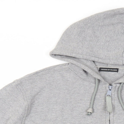 House of Fraser Womens Grey Cotton Full Zip Hoodie Size M Zip