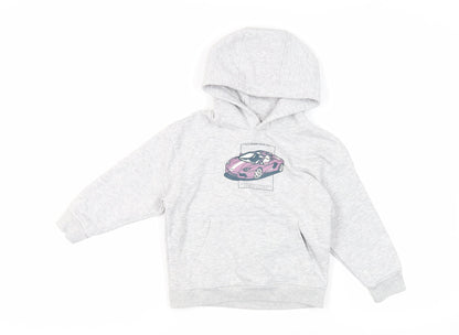 NEXT Boys Grey Cotton Pullover Hoodie Size 5 Years Pullover - Sports Car