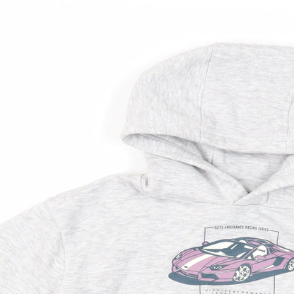 NEXT Boys Grey Cotton Pullover Hoodie Size 5 Years Pullover - Sports Car
