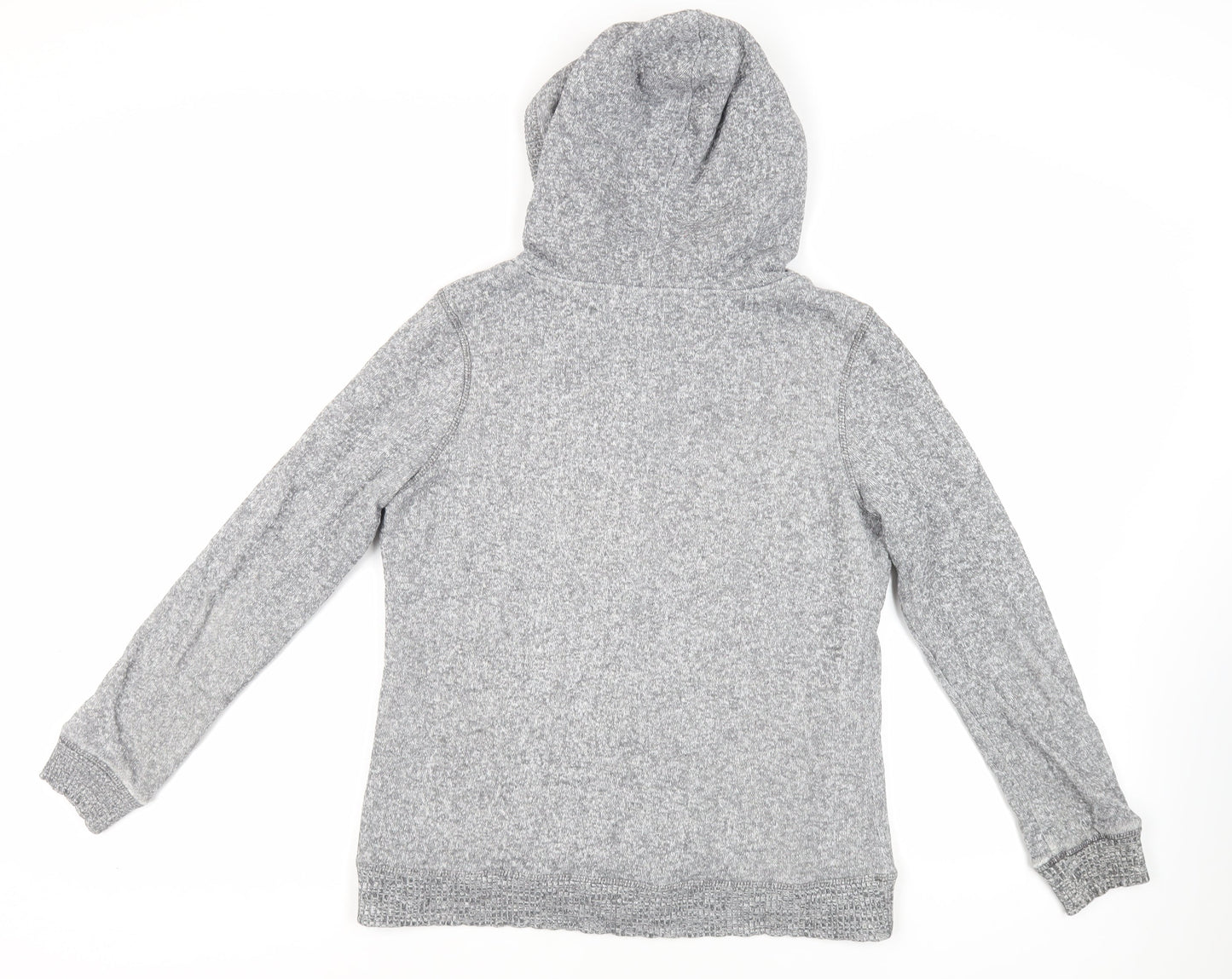 Hudson & Rose Womens Grey Cotton Pullover Hoodie Size 14 Button - Pockets
