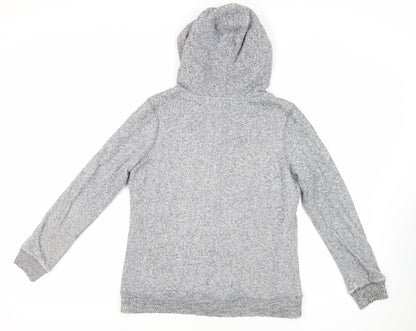 Hudson & Rose Womens Grey Cotton Pullover Hoodie Size 14 Button - Pockets