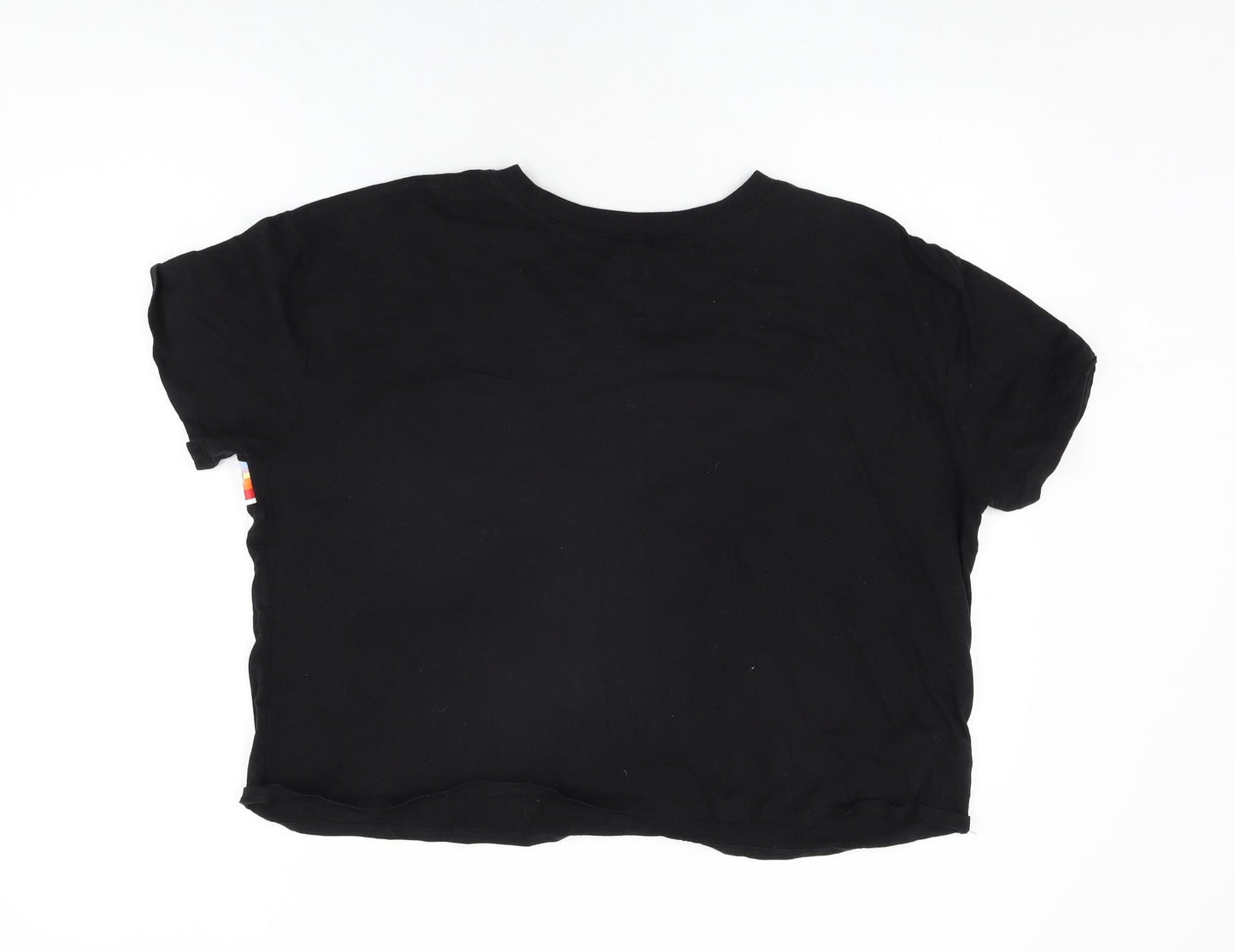 Arizona Jeans Womens Black Striped Cotton Basic T-Shirt Size 2XL Round Neck