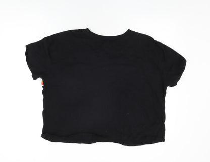 Arizona Jeans Womens Black Striped Cotton Basic T-Shirt Size 2XL Round Neck