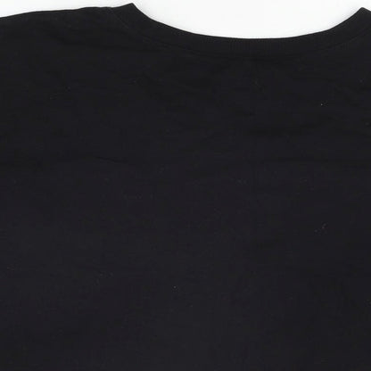 Arizona Jeans Womens Black Striped Cotton Basic T-Shirt Size 2XL Round Neck