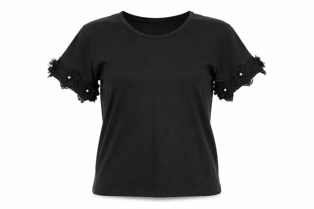 Womens UK Size S Zara Black Basic T-Shirt
