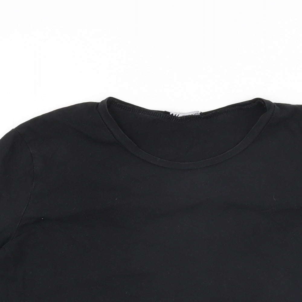Womens UK Size S Zara Black Basic T-Shirt