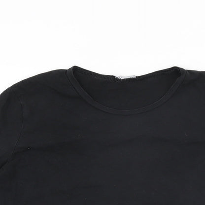 Womens UK Size S Zara Black Basic T-Shirt