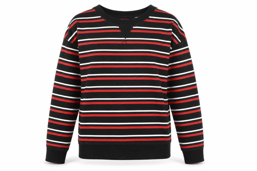 Next Womens Black Striped Cotton Basic T-Shirt Size 10 Round Neck