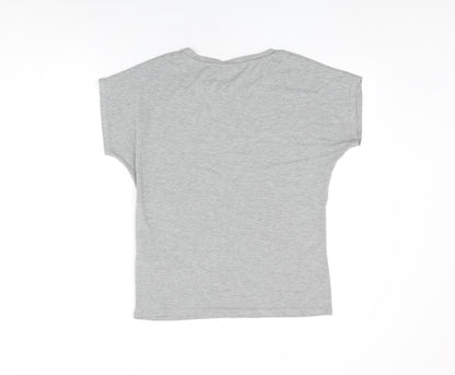 b.young Womens Grey Viscose Basic T-Shirt Size XS Round Neck - NYC Motorcycle Club