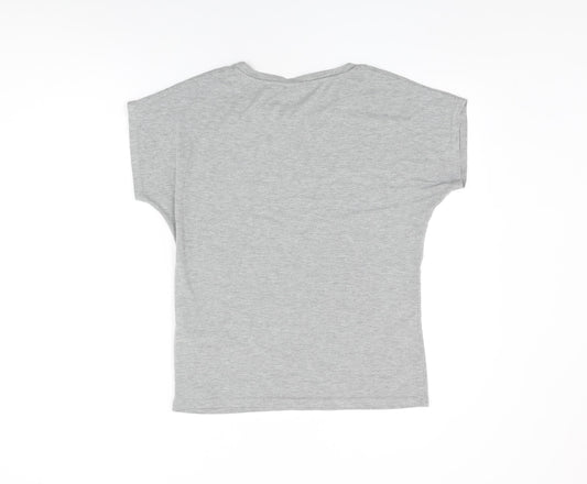 b.young Womens Grey Viscose Basic T-Shirt Size XS Round Neck - NYC Motorcycle Club