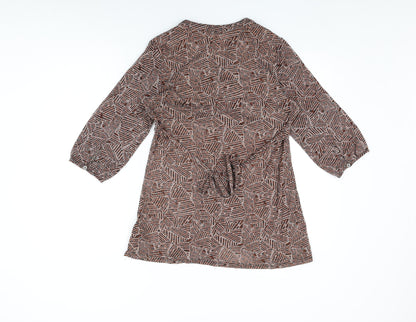 Per Una Womens Red Geometric Polyester Basic Button-Up Size 12 V-Neck