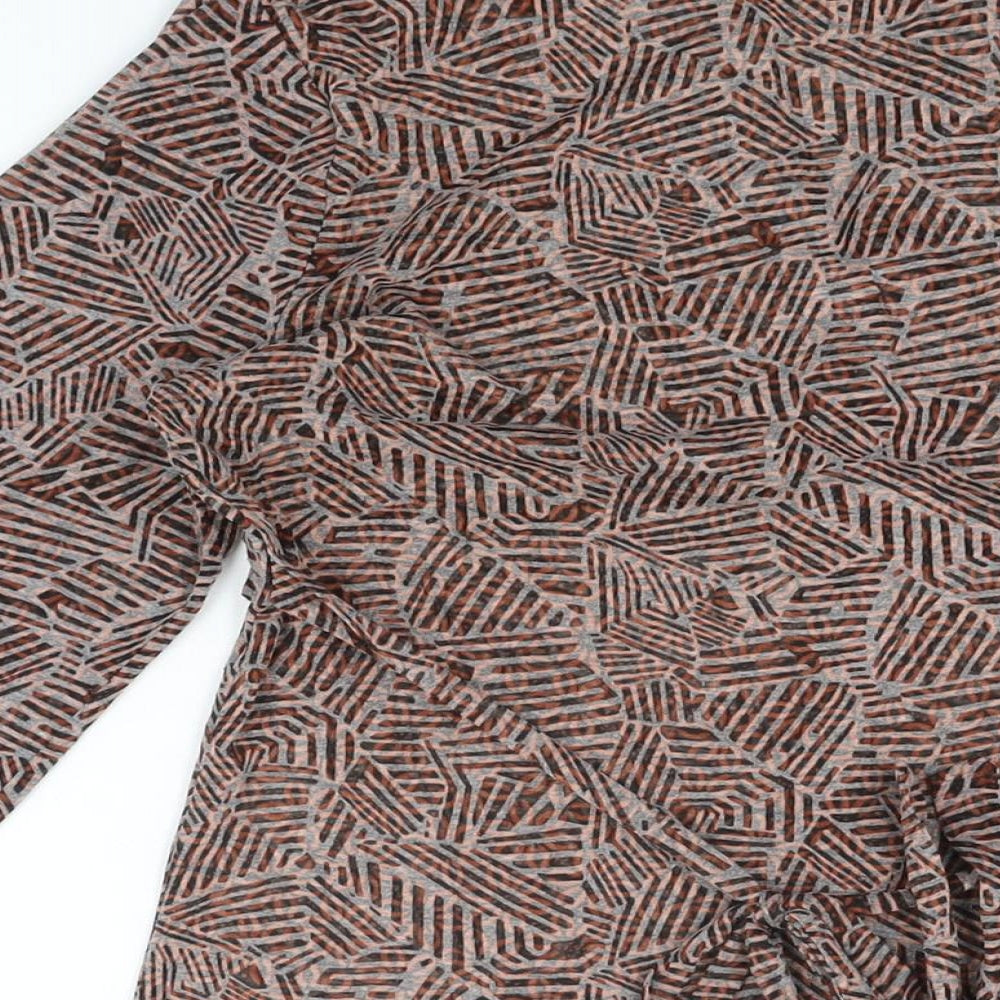 Per Una Womens Red Geometric Polyester Basic Button-Up Size 12 V-Neck