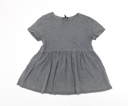 Womens UK Size 10 New Look Grey Basic T-Shirt