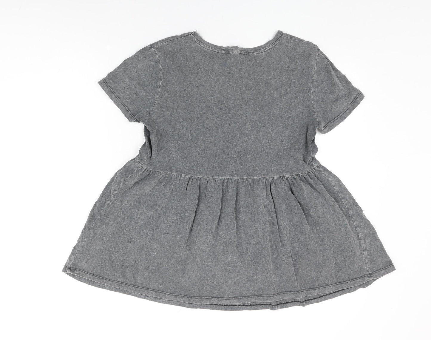 Womens UK Size 10 New Look Grey Basic T-Shirt