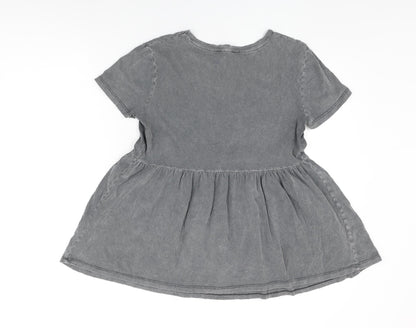 Womens UK Size 10 New Look Grey Basic T-Shirt