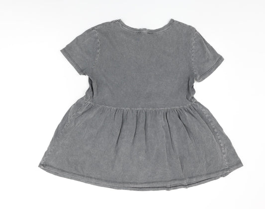 Womens UK Size 10 New Look Grey Basic T-Shirt
