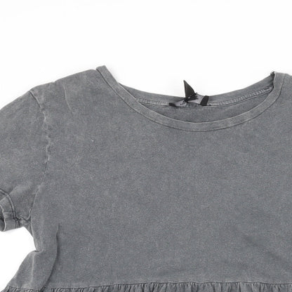 Womens UK Size 10 New Look Grey Basic T-Shirt