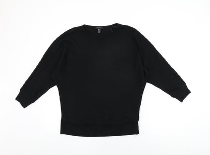 New Look Womens Black Polyester Basic T-Shirt Size M Round Neck