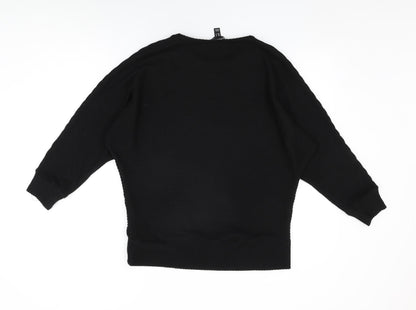New Look Womens Black Polyester Basic T-Shirt Size M Round Neck