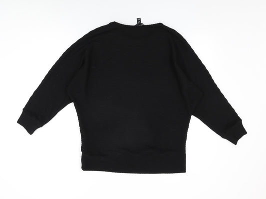 New Look Womens Black Polyester Basic T-Shirt Size M Round Neck