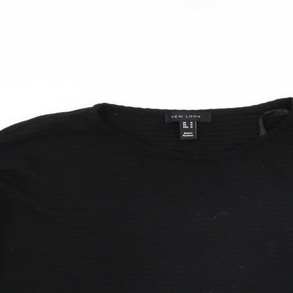 New Look Womens Black Polyester Basic T-Shirt Size M Round Neck
