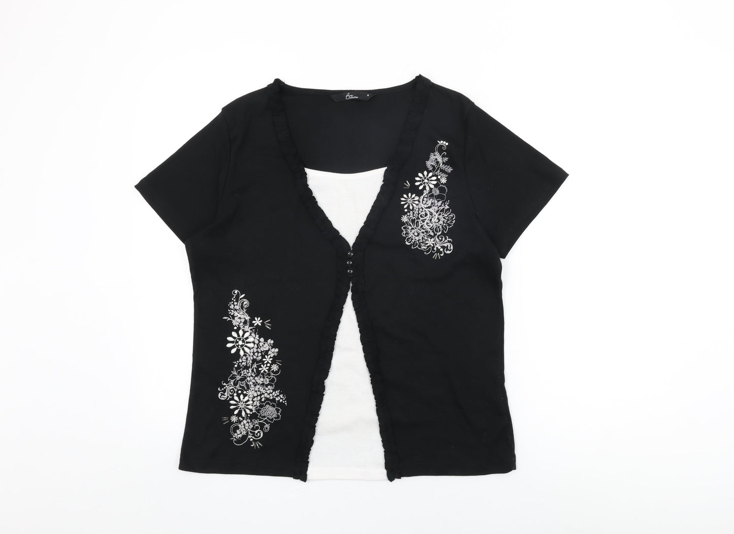 Womens UK Size M BM Collection Black Basic T-Shirt