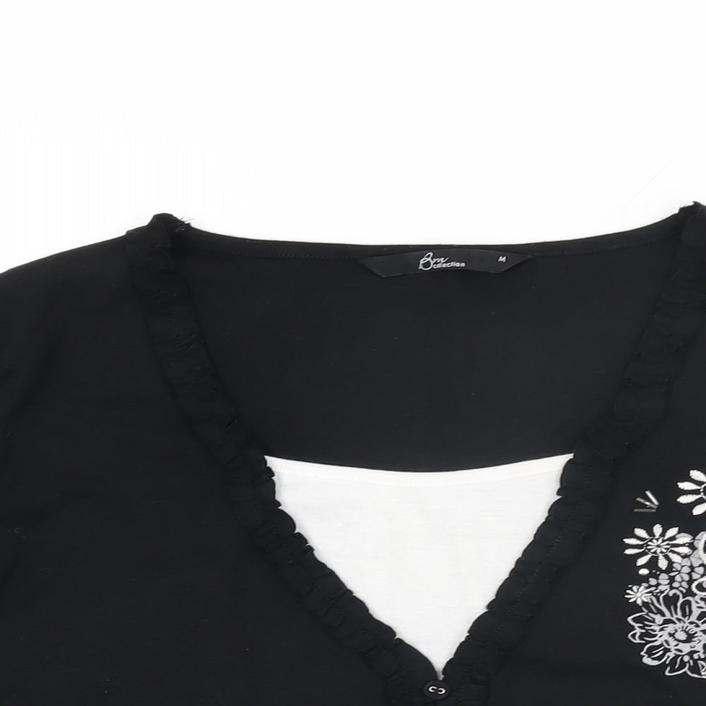 Womens UK Size M BM Collection Black Basic T-Shirt