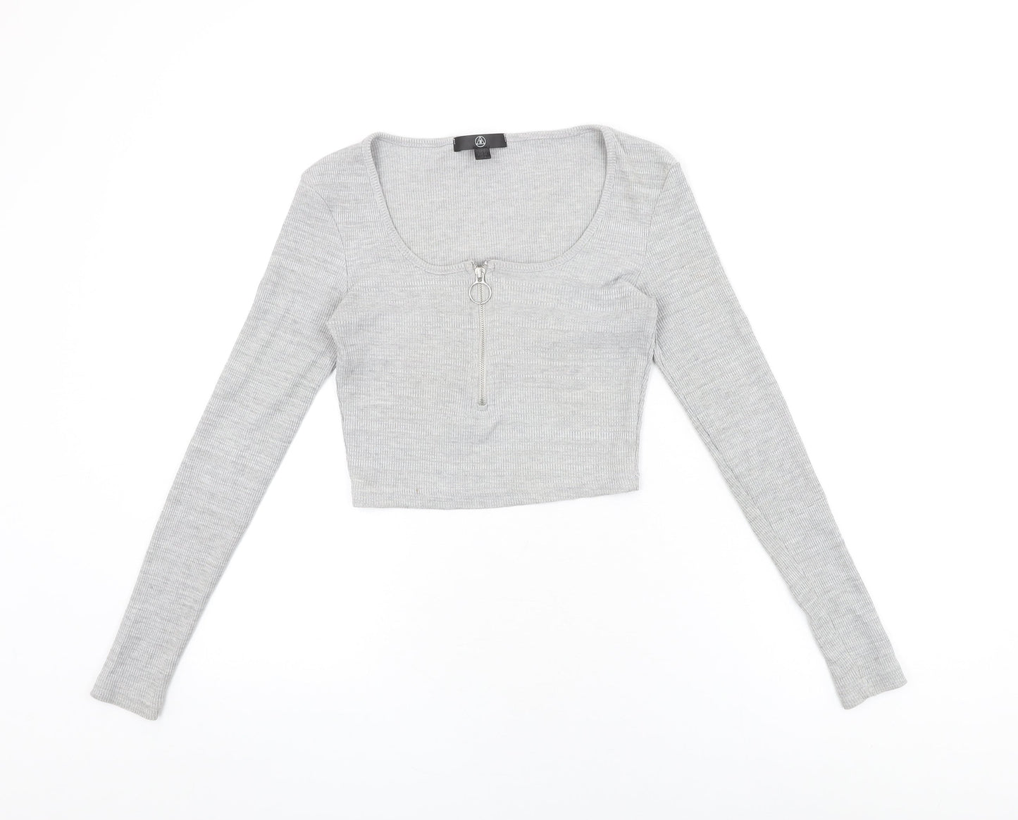 Womens UK Size 8 Missguided Grey Cropped T-Shirt